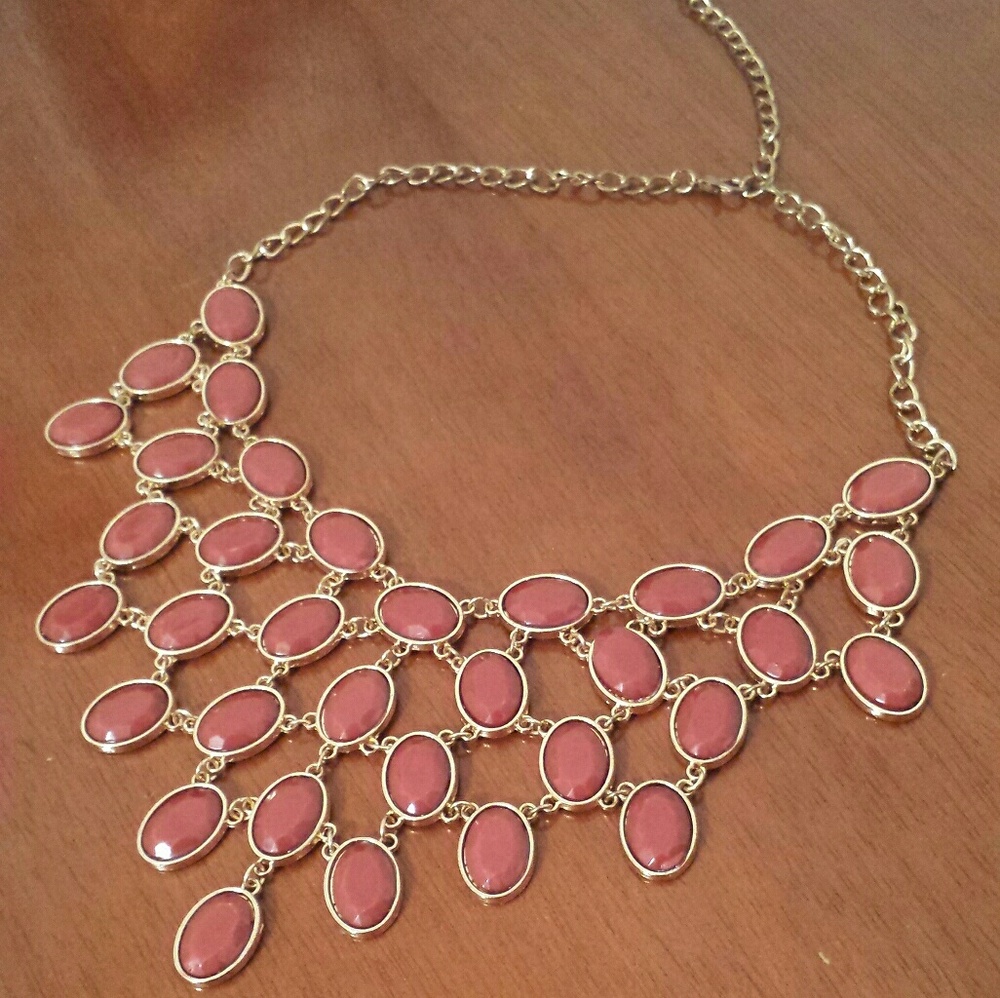 Burnt orange and gold bib necklace